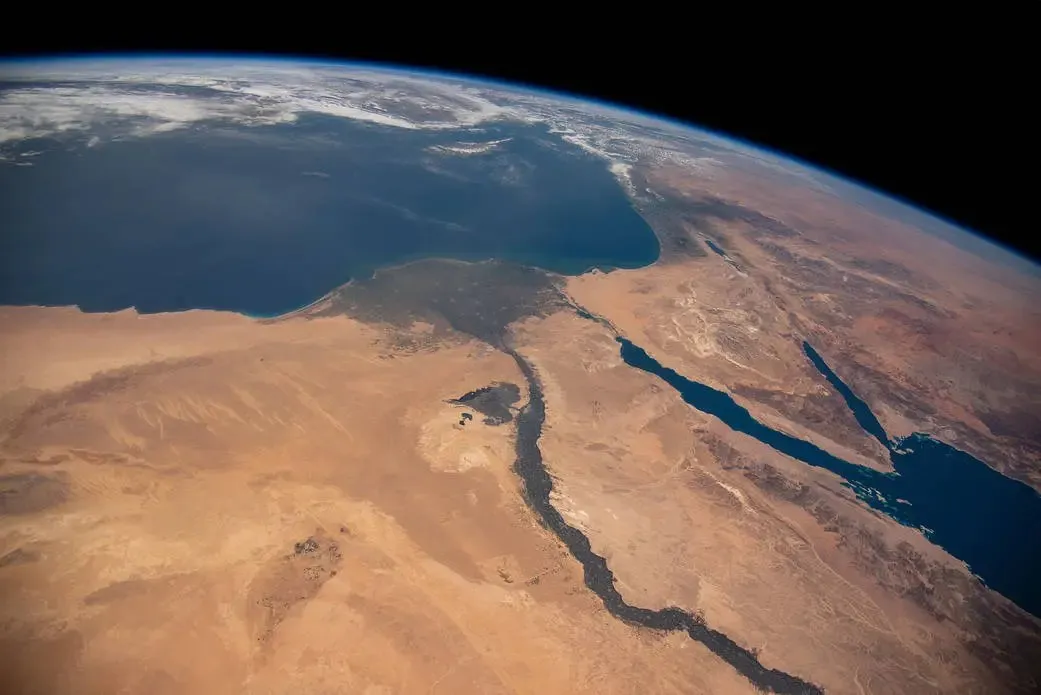 El Mediterráneo oriental y el valle del Nilo vistos desde la órbita terrestre
